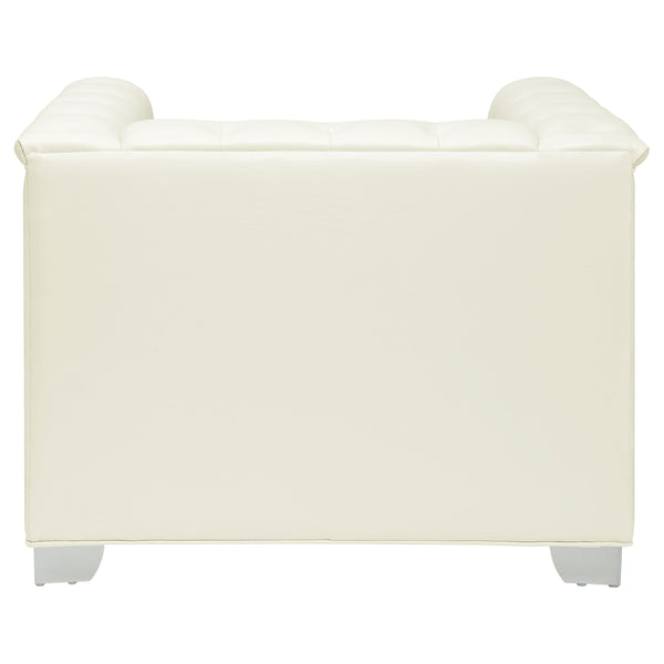 English Elm Earline Tuxedo Leatherette Accent Chair with Tufted Panels and Chrome Legs B062P441029