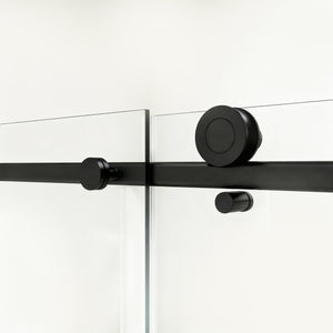 English Elm 56" Frameless Single Sliding Shower Door Tempered Glass Walk-in Bath Enclosure Matte Black W1573P342101