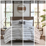 Madison Park Fraser Southwest 5 Piece Printed Seersucker Comforter Set with Throw Pillows MP10-8467 Ivory/Black