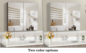 English Elm 32*28medicine Cabinet Aluminum Wall Mount Mirrored Storage with Adjustable Bathroom Shelves W708P421793