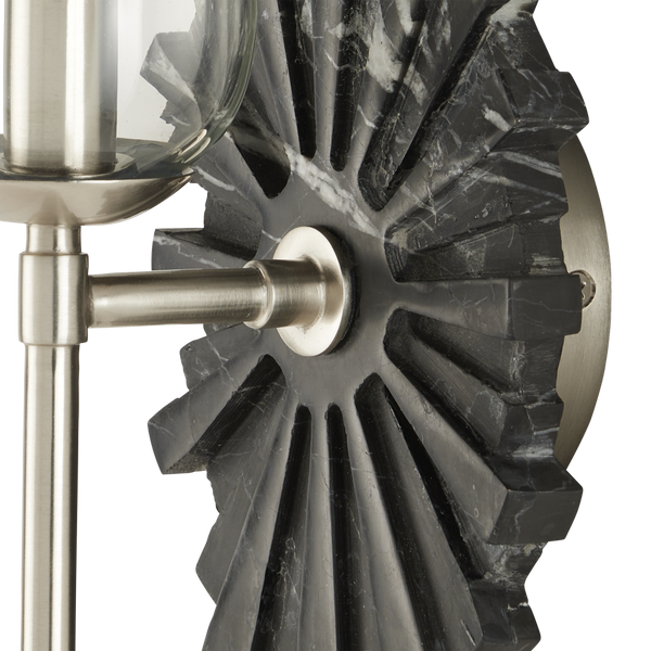 Benthos Black Wall Sconce - Elegant Marquino Marble Design with Starburst Pattern for Bathrooms