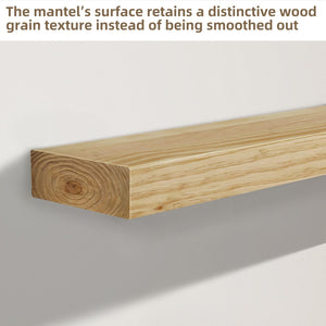 English Elm Fireplace Mantel - 48" Handcrafted Floating Wood Shelf With Rustic Aged Oak Finish For Display Decor T3210P391499