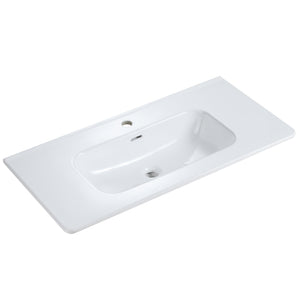 English Elm BB0436Y301, Glossy White Integrated Ceramic Basin for Bathroom or Kitchen — Durable Elegant Easy-Clean Finish W1865P152259