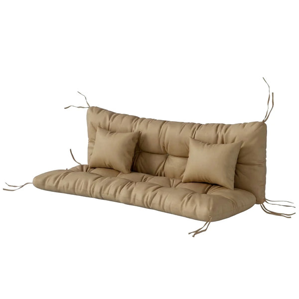 English Elm Soft Tufted Outdoor Bench Cushion Set Four Piece Polyester Fill Patio Lounge Seating Khaki T3971P476098