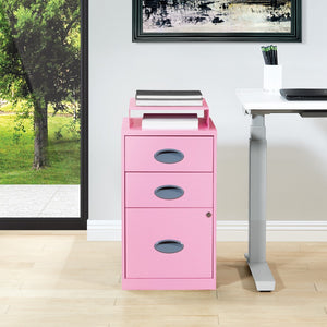 OSP Home Furnishings Metal File Cabinet Pink