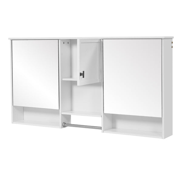 English Elm 55 Inch Wall Mount Medicine Cabinet Dual Mirrored Doors Soft Close Bathroom Vanity Storage N710P401336K