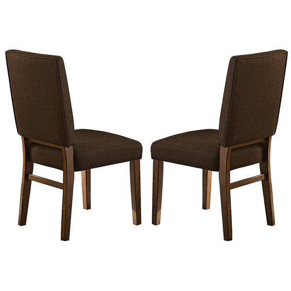 English Elm Wood Frame Upholstered Dining Chairs with Walnut Finish Padded Seats Set of 2 B056P412645