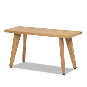 English Elm Jennifer Taylor Home - Capri Solid Red Oak Wood Bench 35.5" — Handcrafted Natural Brown Oak, Mid-Century Tapered Legs, Slim Profile Seating B2719P395571