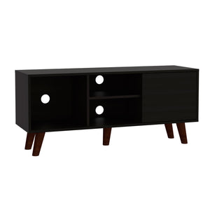 English Elm Edinburg, Low Profile Media Stand with Open Shelving and Cabinet for 50 Inch Tvs B128P148911