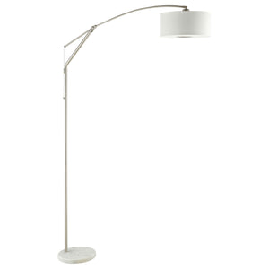 English Elm Jamison Polished Chrome Arc Floor Lamp with Adjustable Drum Shade, Marble Base, Cozy Diffused Light B062P328679