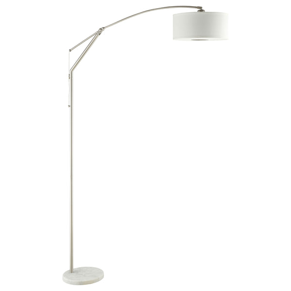 English Elm Jamison Polished Chrome Arc Floor Lamp with Adjustable Drum Shade, Marble Base, Cozy Diffused Light B062P328679