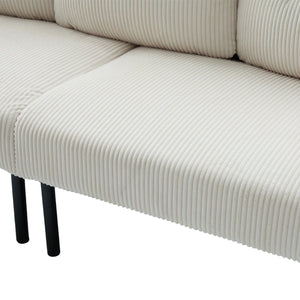 English Elm United We Win Corduroy Loveseat Plush Ergonomic Sofa with Spring Support Metal Legs Beige W1568P410043