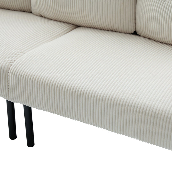 English Elm United We Win Corduroy Loveseat Plush Ergonomic Sofa with Spring Support Metal Legs Beige W1568P410043