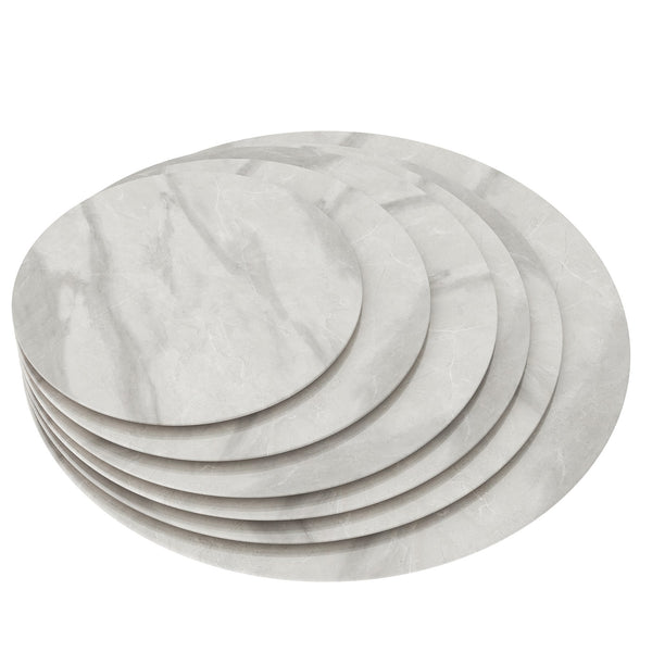 English Elm 30"inch Round Tempered Glass Tabletop Marble Pattern Indoor Outdoor Patio Dining Gray W241P361473