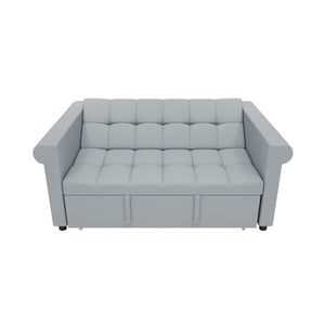 English Elm 2-SEATER Velvet Loveseat Sleeper Sofa Bed Gray - Compact Pull-Out Couch with Side Pocket, 6-Angle Backrest W1867P315755