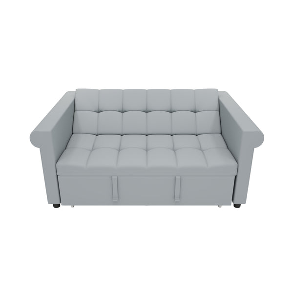 English Elm 2-SEATER Velvet Loveseat Sleeper Sofa Bed Gray - Compact Pull-Out Couch with Side Pocket, 6-Angle Backrest W1867P315755