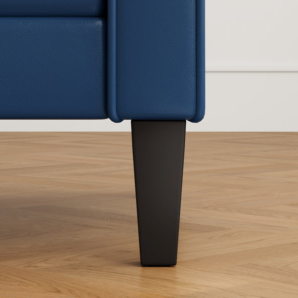 English Elm 78.75'' Slipcovered Faux Leather Sofa with High-Density Foam, Solid Wood Frame, Easy-Clean Finish Blue T3623P411305