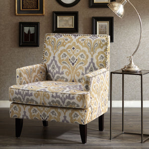 JLA Home Madison Park - Track Arm Club Chair with Nailhead Trim, Removable High-Density Cushion & Exposed Wood Legs, Neutral Upholstery MCC100-0001