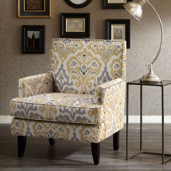 JLA Home Madison Park - Track Arm Club Chair with Nailhead Trim, Removable High-Density Cushion & Exposed Wood Legs, Neutral Upholstery MCC100-0001