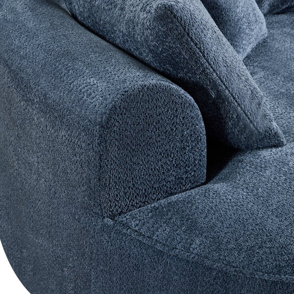 English Elm 124.5-inch Curved Chenille Sectional Sofa with Pillows Deep Seat Living Room Couch Blue W3612S00025