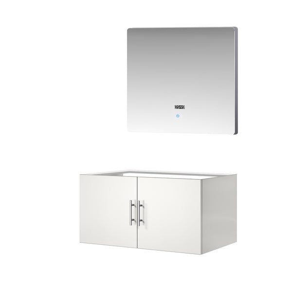 English Elm Glossy White Bath Vanity Set With 36 In. Led Mirror – Modern Design, Quick Installation & Storage B2731S00535