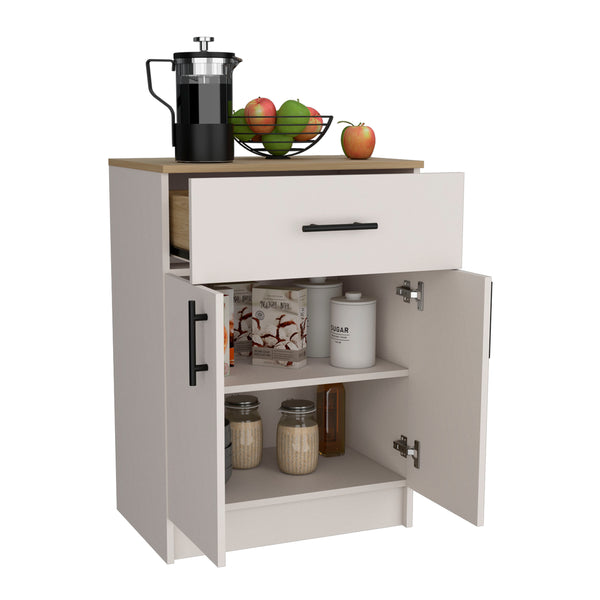 English Elm Mayorca Multistorage Pantry Cabinet Ivory - One Drawer, Two Shelves, 23.6"W Top for Small Appliances and Decor B200P240241