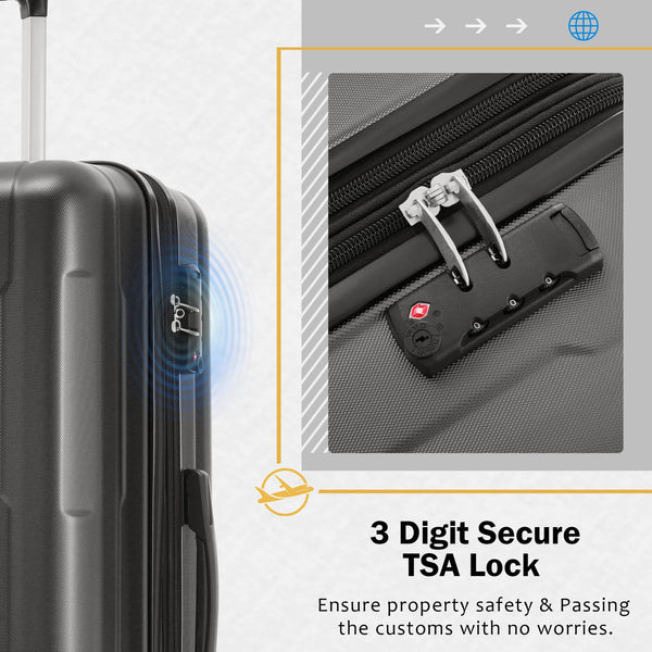 English Elm 2 Piece Abs Hard Shell Spinner Luggage Set with Tsa Lock Expandable Suitcases Dark Gray N732P198745B
