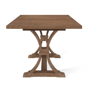 English Elm 63.00"-78.75" Extendable Farmhouse Dining Table Rubberwood X-frame Base Seats Eight Natural N771P347924G_N771P347925G