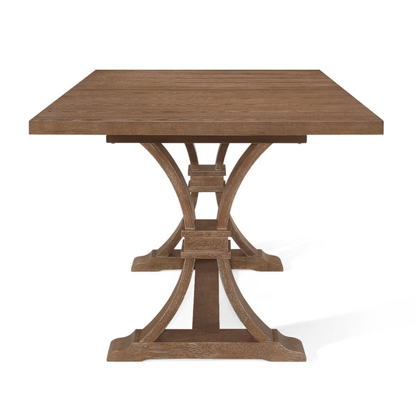 English Elm 63.00"-78.75" Extendable Farmhouse Dining Table Rubberwood X-frame Base Seats Eight Natural N771P347924G_N771P347925G