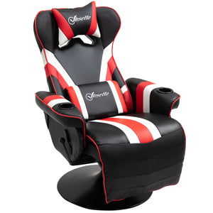 English Elm Vinsetto Racing-Style Gaming Recliner Chair with Lumbar Support, Footrest, Cup Holders, Swivel W2225P217437