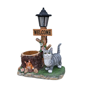 English Elm Schnauzer Solar Led Resin Planter Statue Outdoor Garden Accent for Patio Decor W5398P464238