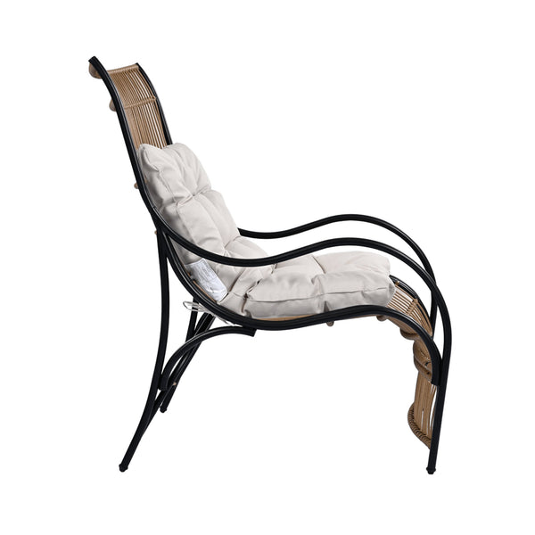 English Elm Christopher Knight Home® - 3 Piece Wicker Patio Set with Cloud-Like Cushions, Acacia Top Table, Rust-Resistant Steel Frame Beige,Black+Natural N780P209442N