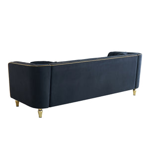 English Elm 87.01"W Modern Tufted Velvet Sofa with Gold Metal Legs, Stylish Accent Seating for Living Room Black W579S00040