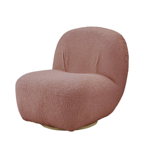 English Elm Yedaid Plush Pink Teddy Sherpa Accent Chair with 360° Swivel, Wooden Frame, Cozy Modern Seat B2726P271000