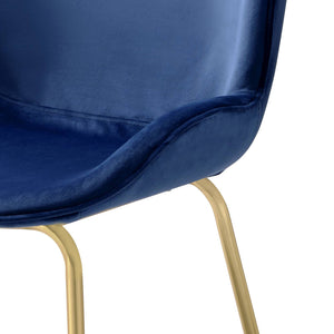 English Elm Chuchip Velvet Side Chair with Gold Legs – Armless Modern Dining & Accent Seating, Luxurious Comfort Blue+Gold 32 L x 21 W x 22 H B2726P243291