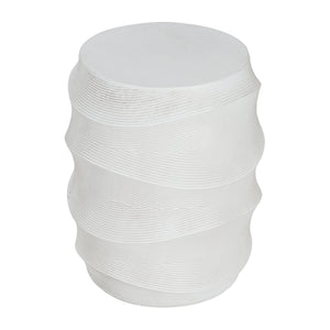English Elm Antique-style Magnesium Oxide Outdoor Side Table Weathered White Artisan Relief N768P371800W