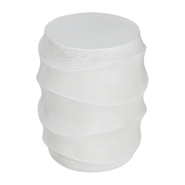 English Elm Antique-style Magnesium Oxide Outdoor Side Table Weathered White Artisan Relief N768P371800W