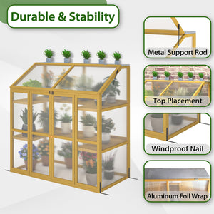 English Elm Greenhouse, Pine Frame Cold with Polycarbonate Panels and Hinged Roof for Patio W1850P235934