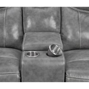 English Elm Masley Plush Grey 2-Piece Reclining Sofa & Loveseat Set with Contrast Stitching, Leather-Look Comfort B062S01166