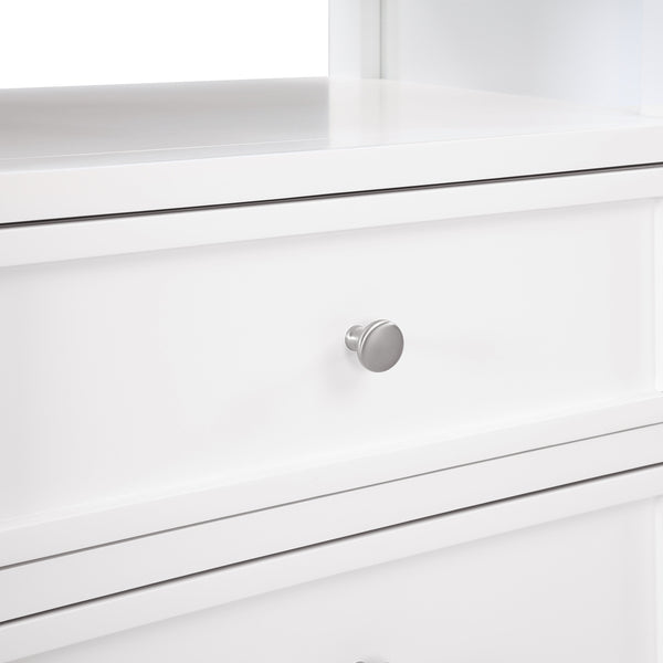 English Elm Weston Solid Wood White 2-Drawer Nightstand with Open Shelf, Dovetail Drawers & Nickel Knobs B050P376947
