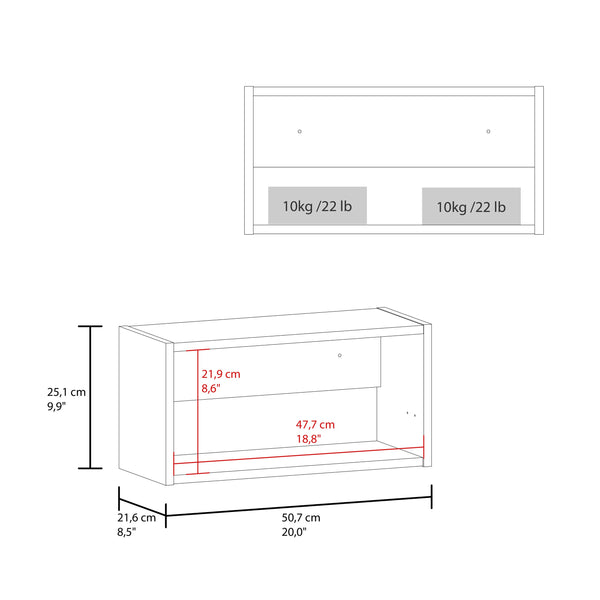 English Elm Wall Wall Cabinet White 1 Door 1 Shelf – Modern Engineered Wood Bathroom Kitchen Storage 20" Wрем B097P369425