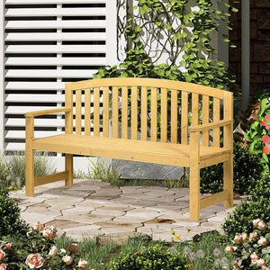 English Elm Outsunny 56" Outdoor Wooden Bench – Comfortable 2-Seater With Backrest & Armrests For Relaxation W2225P217578-GIGA