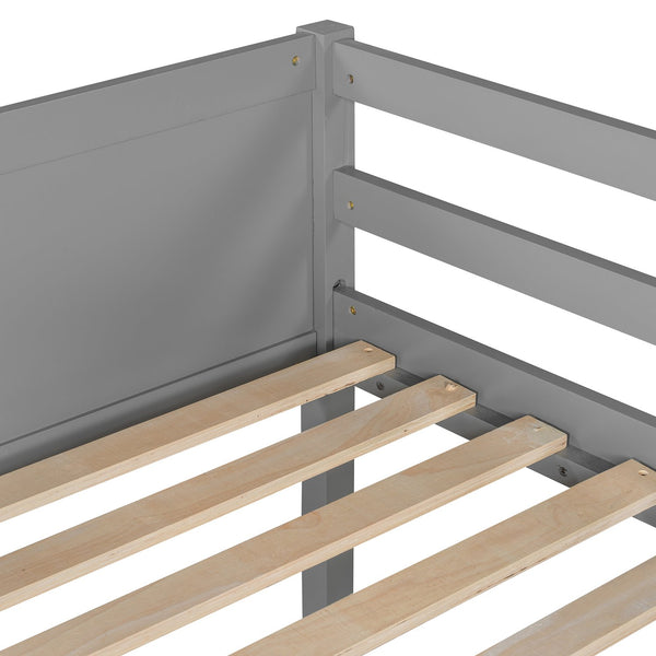 English Elm Loft Bed with Built-in Slide Solid Pine Twin Frame for Kids Bedroom Play Gray N708P360090E