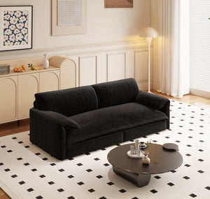 English Elm 66" Queen Sleeper Loveseat Velvet Convertible Sofa with Built-in Side Storage for Living Room Black W1885S00323