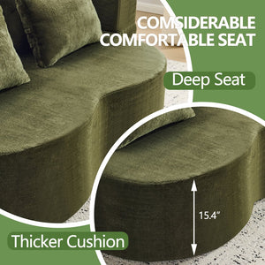 English Elm Queen Foldable Sofa Bed with Plush Chenille Cover, High-Density Foam Convertible Futon for Living Room Guest Room Bedroom Green W1829P348207