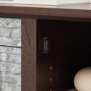 English Elm 70" Modern TV Stand with 23" Electric Fireplace, Faux Stone Mantel, Ample Storage & Cable Management Cherry W2275S00023