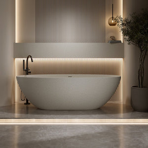 English Elm 67'' Solid Stone Resin Freestanding Soaking Tub with Ergonomic Curve for Spa Bathrooms W2753P477814