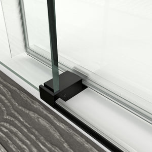 English Elm 56" Frameless Sliding Shower Door Tempered Glass Matte Black Soft Close Modern Bath W1573104180