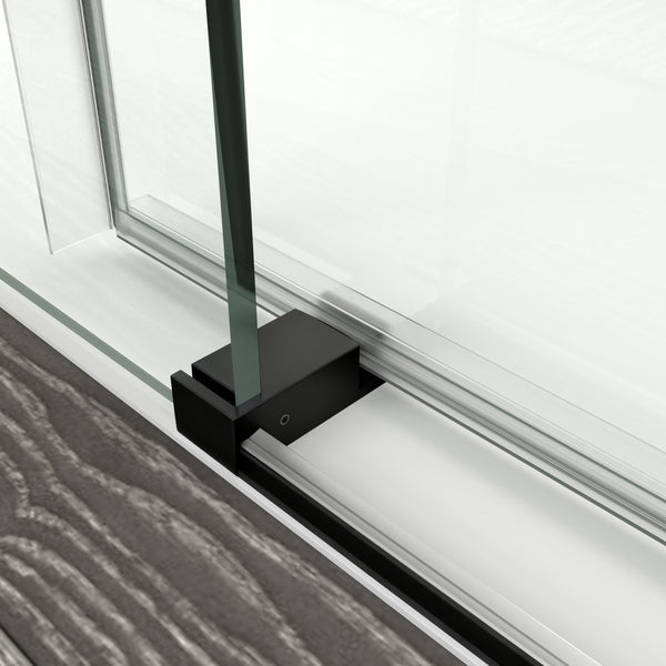 English Elm 56" Frameless Sliding Shower Door Tempered Glass Matte Black Soft Close Modern Bath W1573104180