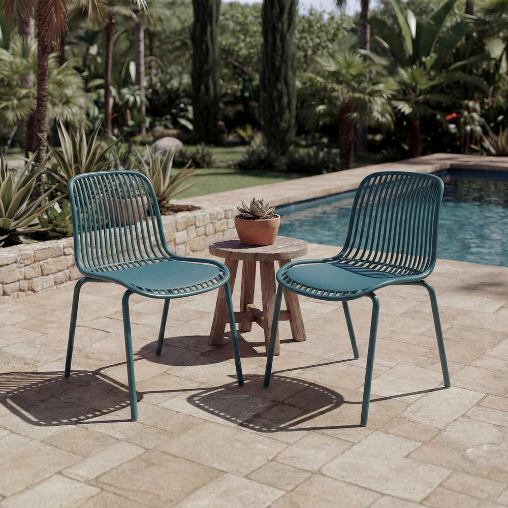 English Elm Eldred Outdoor Stackable Dining Chairs Set of 2 Uv Resistant Patio Seating Sky Blue N776P390471B